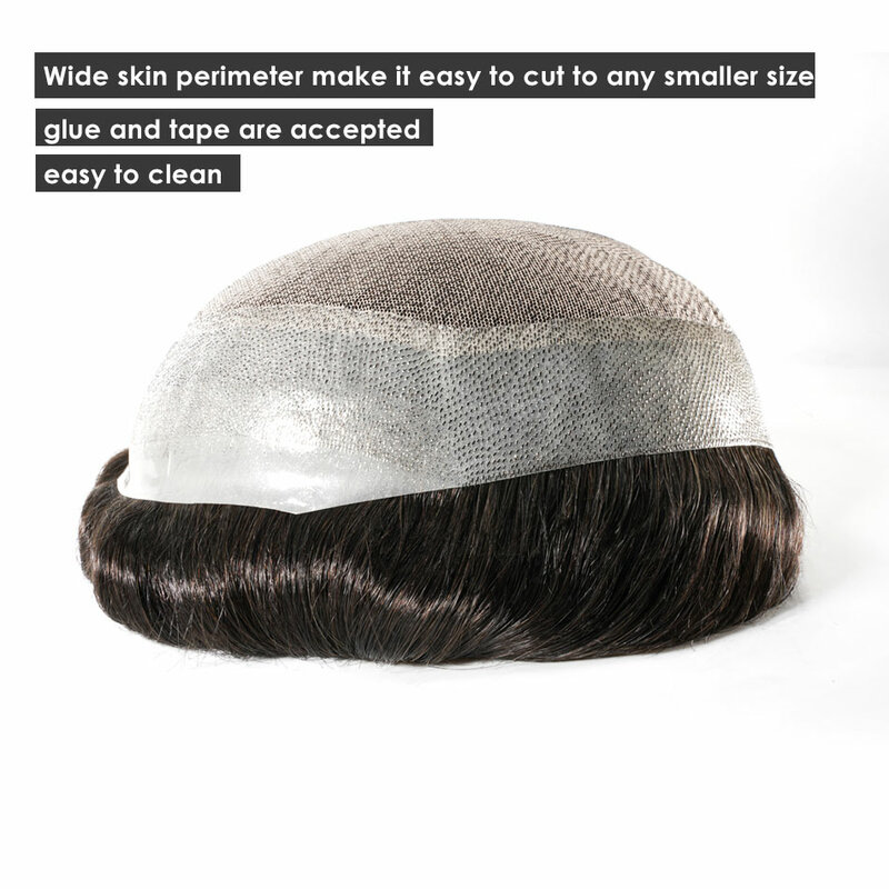 Австралийский парик, мужские парики на натуральной основе из искусственной кожи, 100% человеческие волосы, мужской капиллярный протез, бесплатная доставка