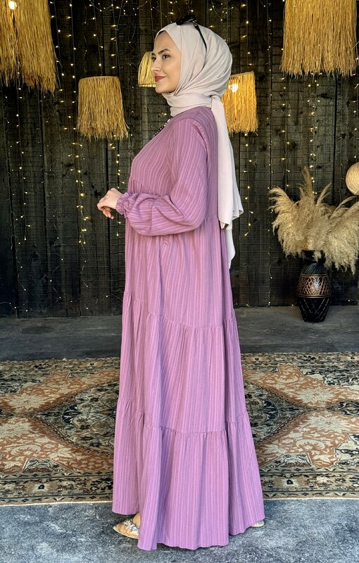 Abaya de manga larga para mujer, Vestido largo de moda musulmana, tela de crepé, ropa informal, de Dubái Hijab, Círculo de licra, Abaya