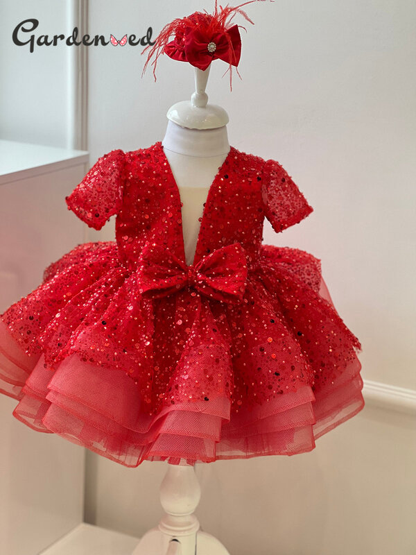 Цветочное платье для девочек с пайетками, блестящее детское платье для девочек 2 года, пышное детское платье на день рождения для девочек со ...