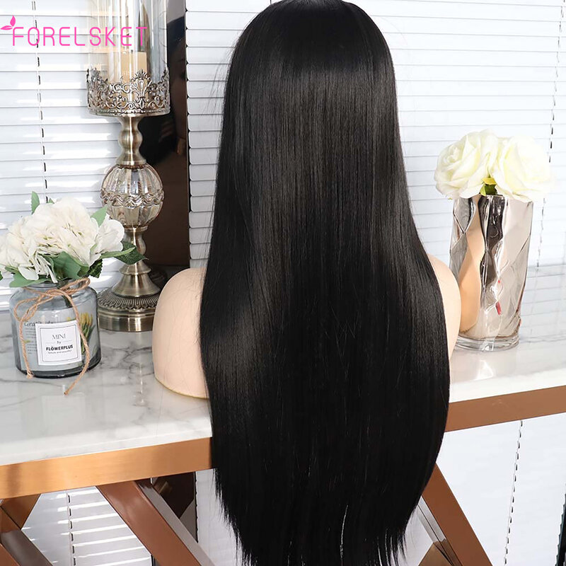 30 32 Inch Bone Straight Transparent 13x4 Lace Frontal Human Hair Wigs 180 Density Brazilian Remy 4x4 Lace Front Wig For Women