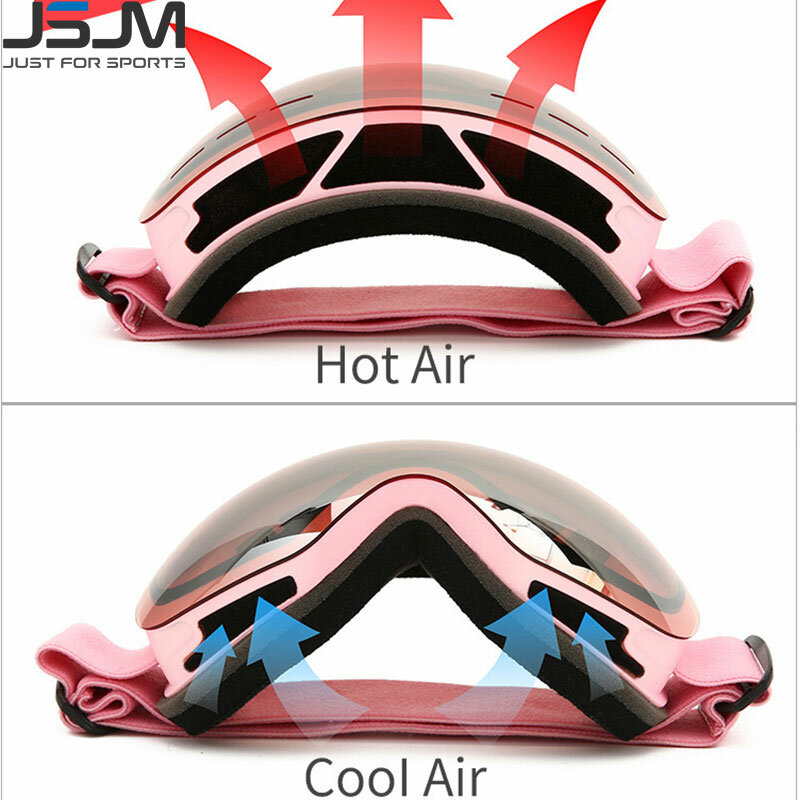 JSJM-Óculos de esqui para homens e mulheres, camadas duplas, anti-nevoeiro, máscara grande, óculos UV400, proteção, esqui, neve, snowboard, inverno, novo