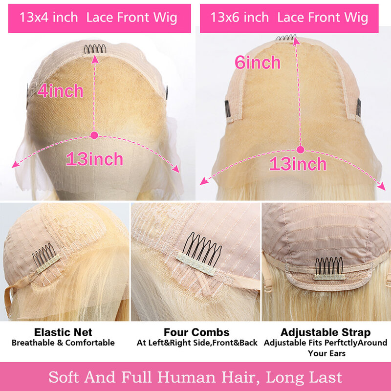 Wig 613 Lace Frontal rambut manusia berwarna madu 13x4 13x6 HD Wig transparan renda depan tulang lurus renda depan untuk wanita