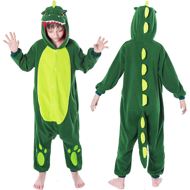 Famiglia Kigurumi pigiama verde dinosauro animale tutina Costume Cosplay pigiama per bambini e adulti