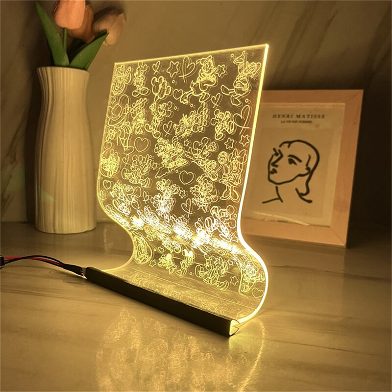 Cartoon Muis En Eend 3d Scroll Lamp Acryl Tafel Sfeer Licht 3/7 Kleuren Home Art Decoratie Lampen Voor Kinderen Beste Cadeau