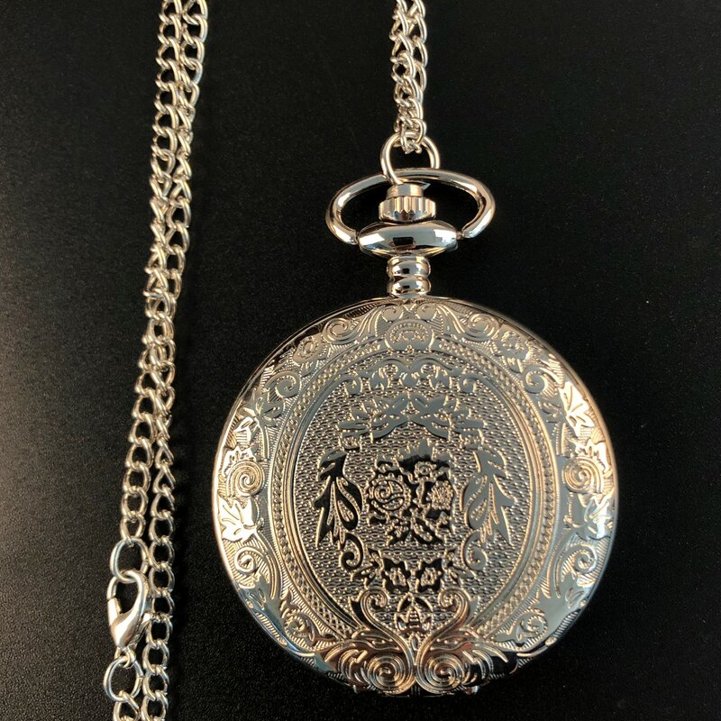 Silver Premium Quartz Pocket Watch Necklace For Women Fashion Elegant Women's Pendants With Chain Clock