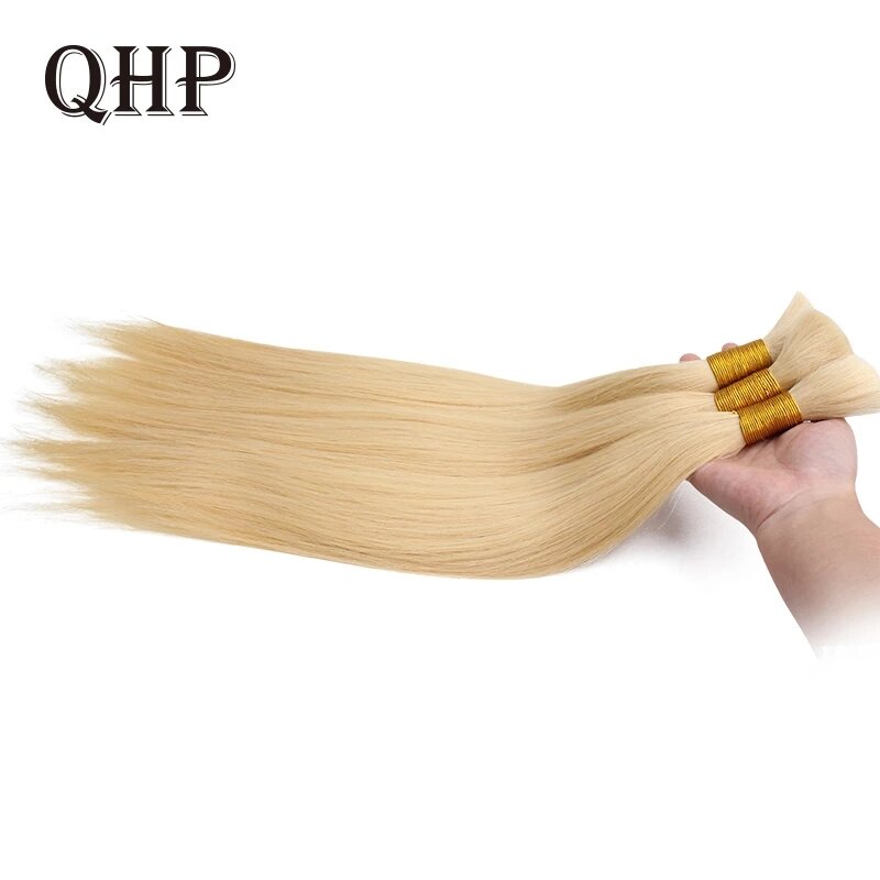 Straight Bulk Braiding Hair 100% Brazilian Virgin Remy Human Hair Extensions 50g 100g Blonde Color Natural Hairpiece 12-30inches
