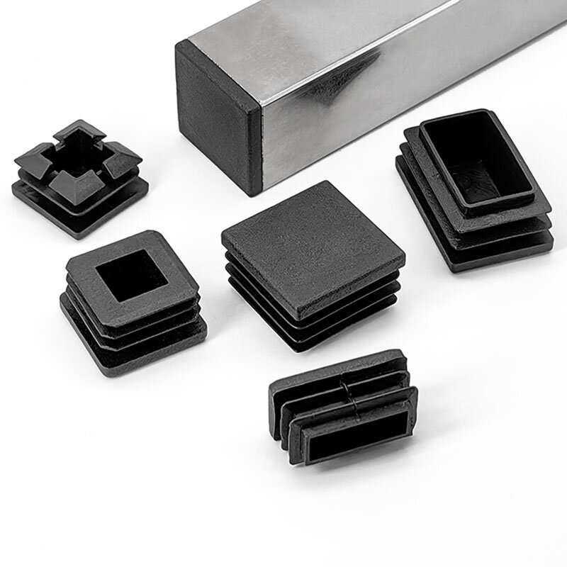 1/4/10 buah plastik persegi hitam tutup ujung Blanking tabung sisipan pipa Plug Bung 10x10 ~ 100x200mm