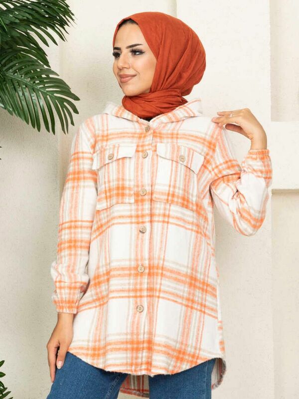 Sudadera con capucha para mujer musulmana, camisa de leñador a cuadros, Hijab deportivo, túnica de algodón sin forro, manga larga, Top de moda, 2022