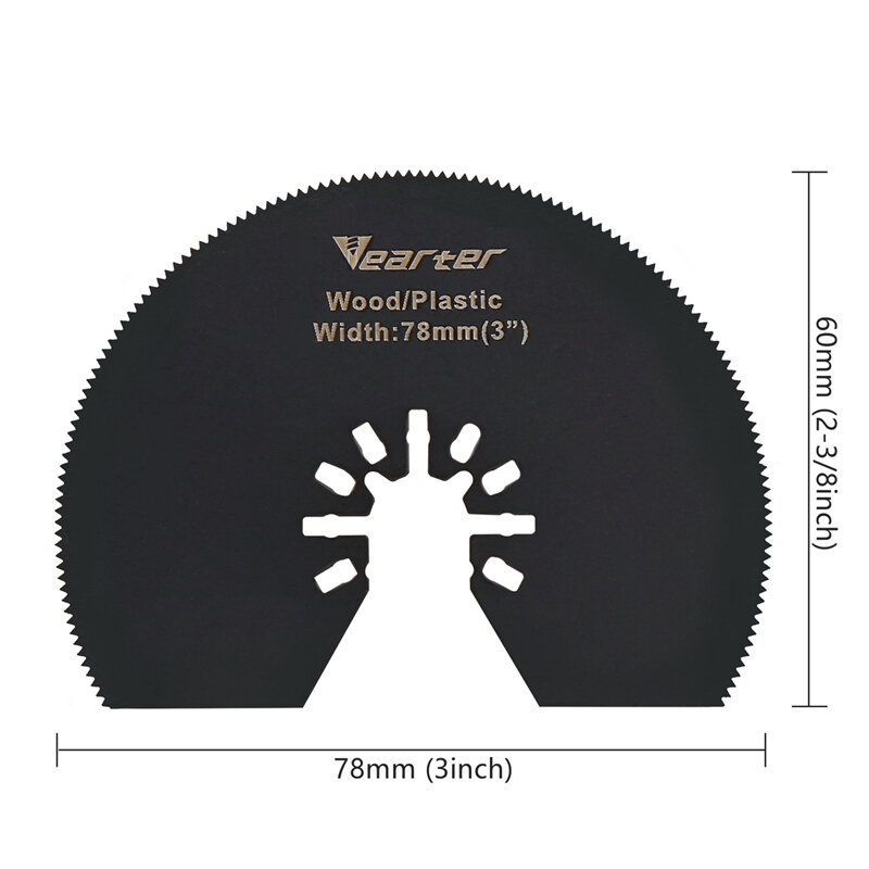 Vearter 4 pces semicírculo hcs/hss que oscila multi lâminas de ferramenta 80mm universal para o abridor de furo macio plástico de madeira dos pregos do metal do pvc