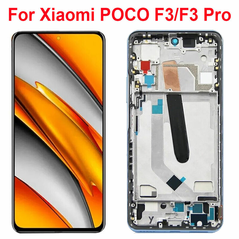 AMOLED 6.67'' For Xiaomi Poco F3/F3 Pro LCD Display  with Frame Touch Panel Digitizer For Poco F3 M2012K11AG Screen Replacement
