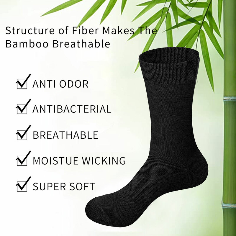 YUEDGE – chaussettes respirantes en Fiber de bambou pour hommes, 5 pièces/paquet, taille 37-46