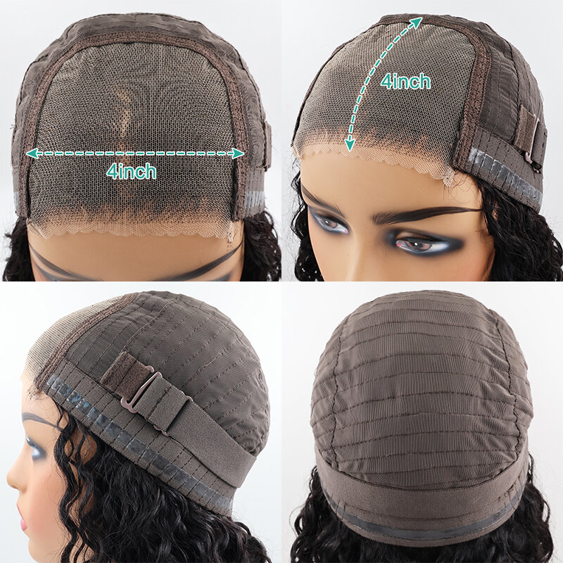 Парик без клея с челкой-занавеской, натуральные прямые черные бразильские человеческие волосы, фронтальные парики 4X4 HD, парик на сетке
