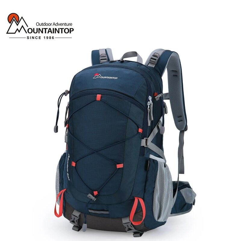 MOUNTAINTOP 40L ハイキングバックパック、YKKファスナーとレインカバー付き、バックパッキング、キャンプ、サイクリング、旅行用