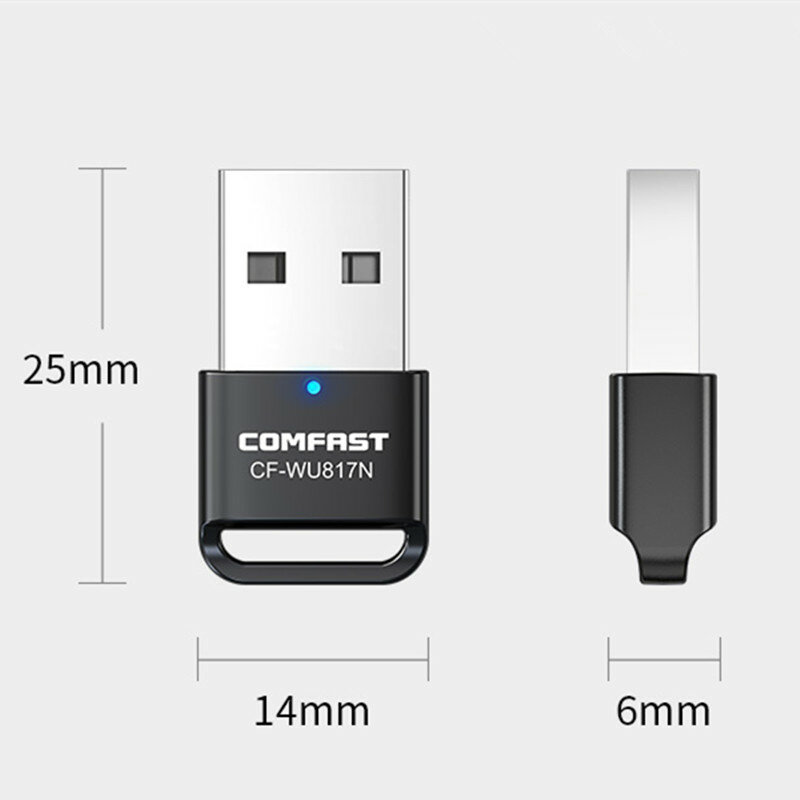 Miniadaptador de antena Wifi USB, tarjeta de red inalámbrica de 150M, receptor Ethernet, Dongle, controlador gratis
