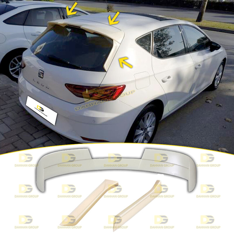 Seat Leon MK3 2012 - 2020 RC Style Rear Spoiler Wing With Side Extensions 3 Pieces Set Raw or Painted High Quality ABS Plastic