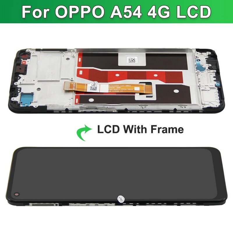 OPPO A54 용 오리지널 LCD 디스플레이 터치 스크린 디지타이저 어셈블리, 프레임 교체 포함, CPH2195 디스플레이, OPPO A54 4G CPH2239
