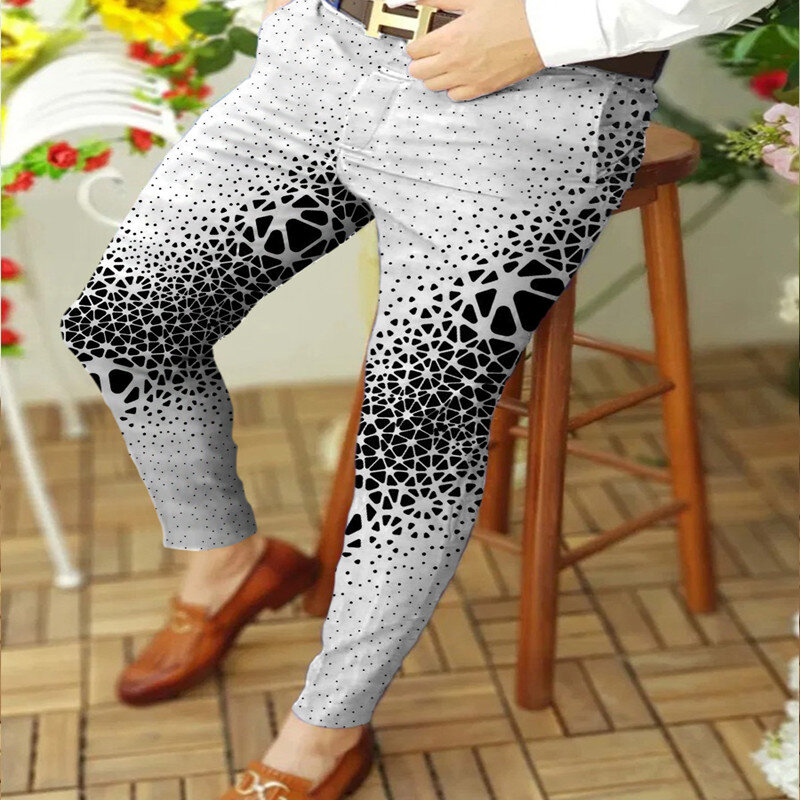 Мужские прямые длинные брюки с принтом, повседневные деловые брюки со средней талией на молнии, уличная мода на весну и осень, новинка 2022