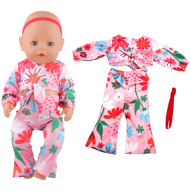 Saia de cinta + calças estilo de verão para 43cm itens do bebê & american 18 Polegada boneca menina, ourgeneration acessórios para bebê nascido para roupas