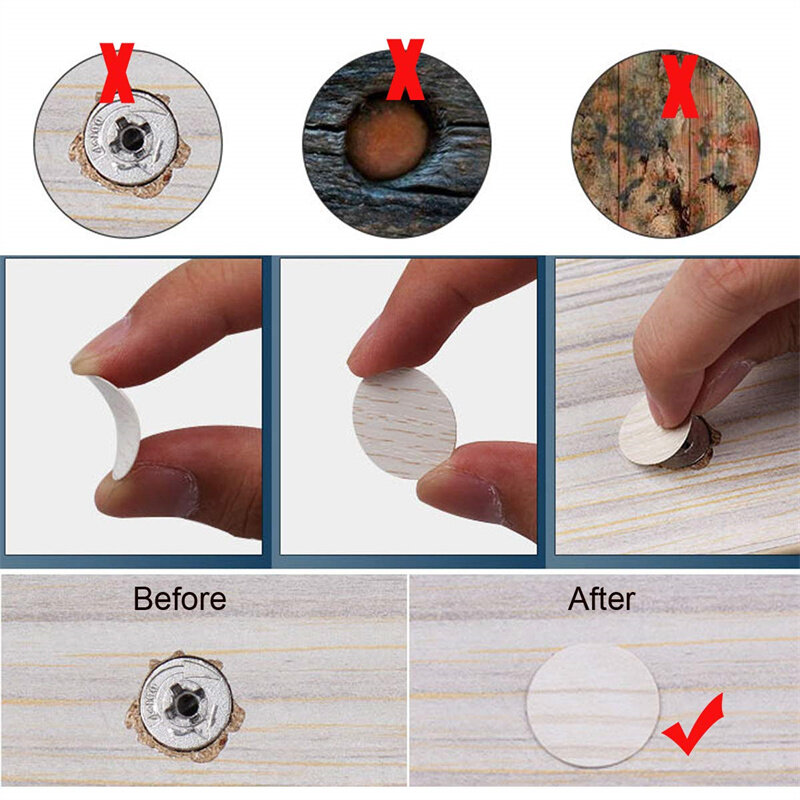 12mm 15mm 21mm Screw Hole Covers Stickers PVC Screw Cover Caps Self-Adhesive For Furniture Cabinet Repairing