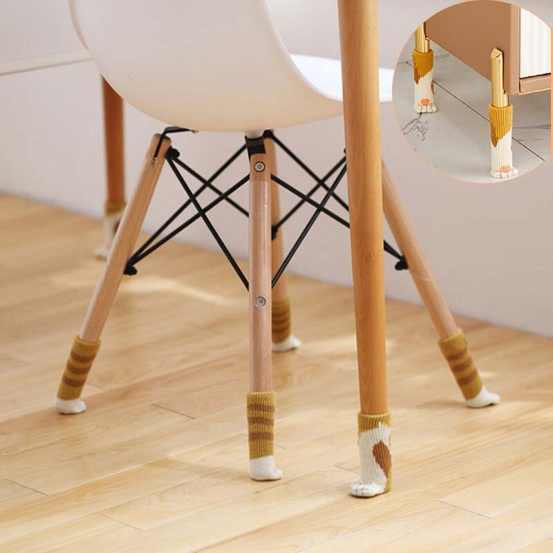 의자 발 커버 보호 고양이 발톱 니트 양말, 음소거 내마모성 미끄럼 방지 테이블 다리 바닥 보호 매트, 6-17cm, 4 개/로트