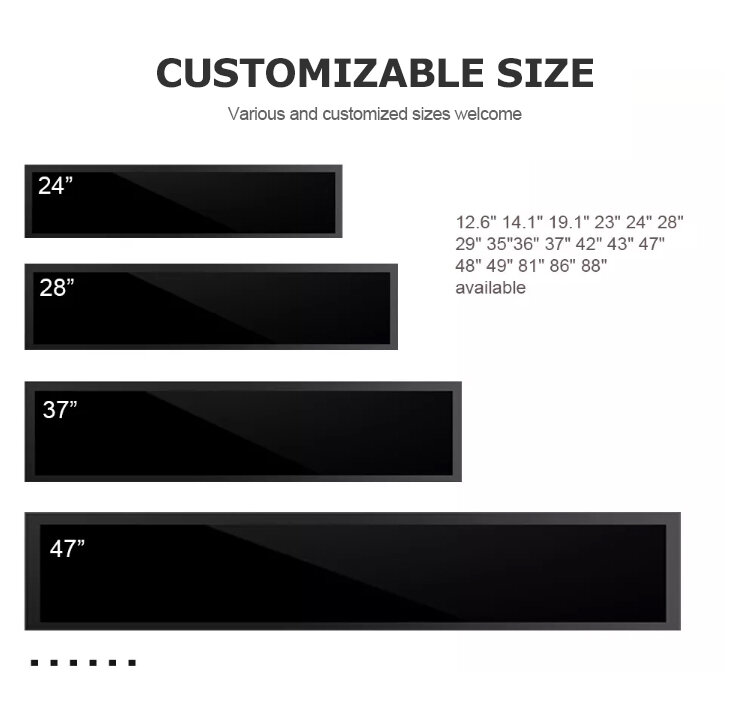 24 inch indoor super wide LCD screens stretched bar touch screen Advertising Display bar type lcd