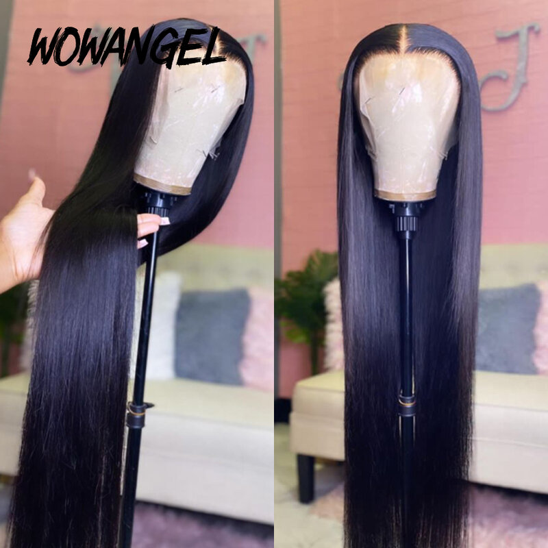 Wow Angel HD Full Frontal Wigs 36inch Straight Melt Skins 13x6 HD Lace Front Human Hair Wigs Virgin Hair Pre Plucked Glueless