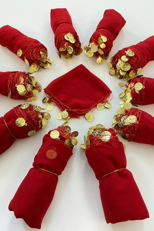 Mixed Color Chiffon Bridal Halay Wipes, Gift Handkerchief 10 Pieces