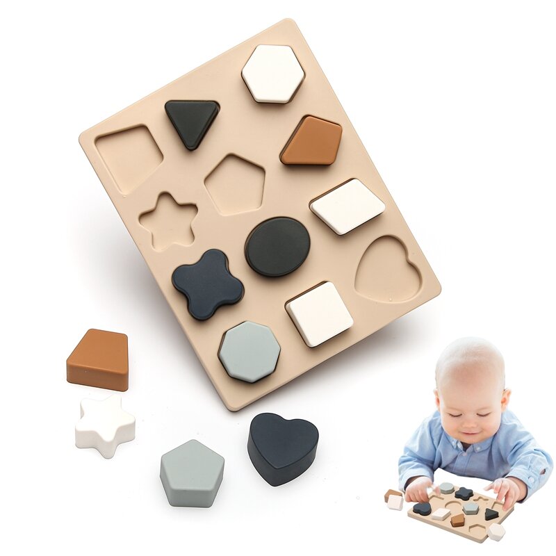 Juguetes Montessori de silicona para bebé, rompecabezas de Geomet, juguetes apilables anidados, juegos educativos preescolares sin BPA, regalos para niños, 1 Juego