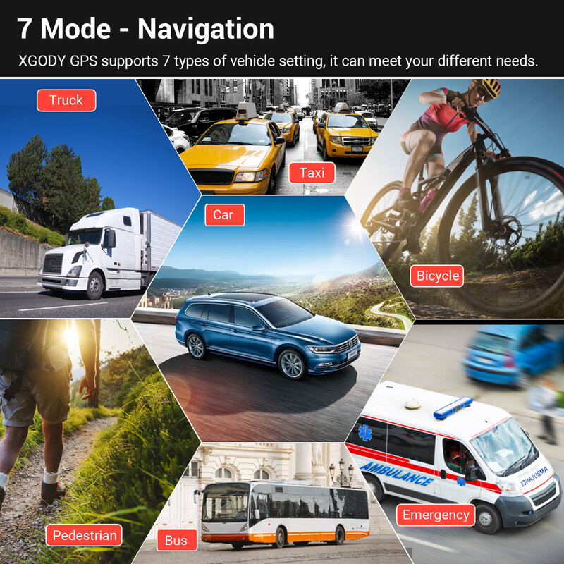 XGODY-navegador GPS para coche, pantalla táctil de 7 pulgadas, parasol para camión, 256M + 8G, mapa de América y Europa, 2022