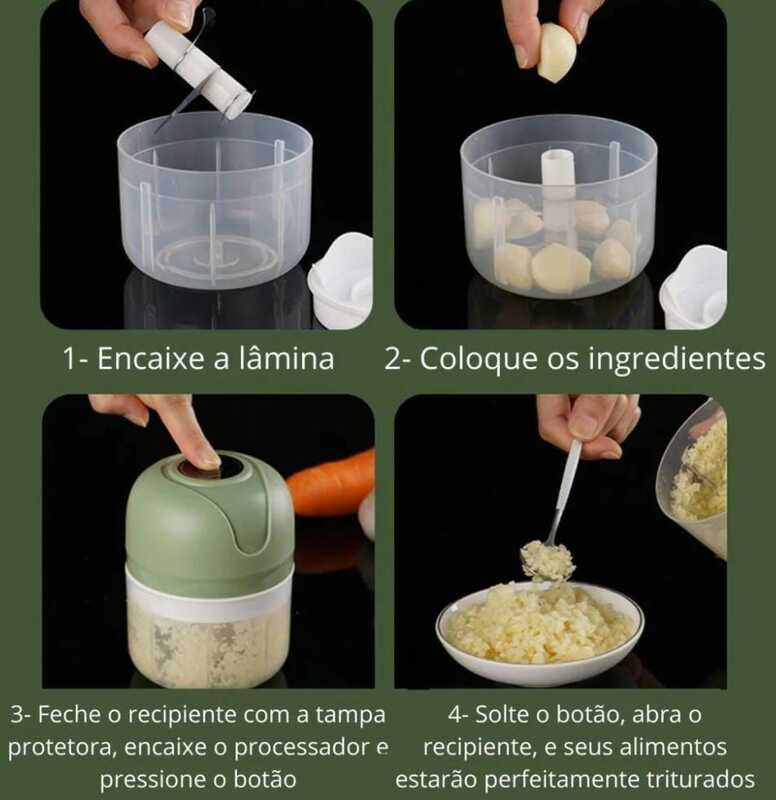 Mini process ador triturador elétrico 3 laminas moedor alho cebola carne vegetais fruta amendoim recarregável usb 250ml