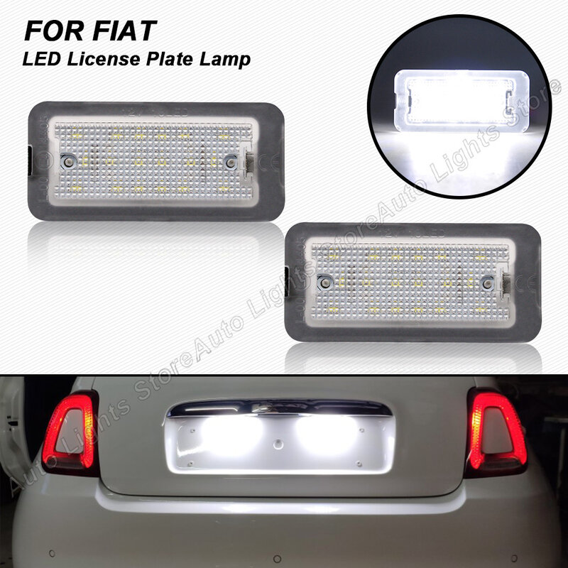 Luz de matrícula LED para Fiat, alto brilho Número Plate Lights, nenhum erro, 500, Abarth, 500, 500C, 695, 595, 6000K, Xenon Branco, 2pcs