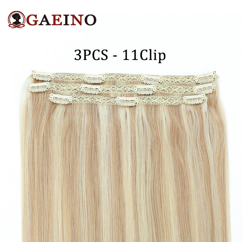 Extensiones de Cabello con Clip, cabello humano 100% Remy, 3 piezas, hueso recto, 60G, Real, Natural, Europeo, 12-26"