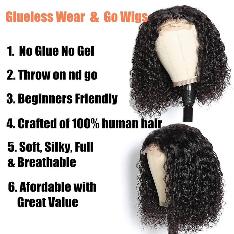 Parrucca Glueless 4 x6 capelli umani pronti da indossare parrucca brasiliana a onde profonde e senza colla 4x6 per le donne Pre-tagliata Pre pizzicata