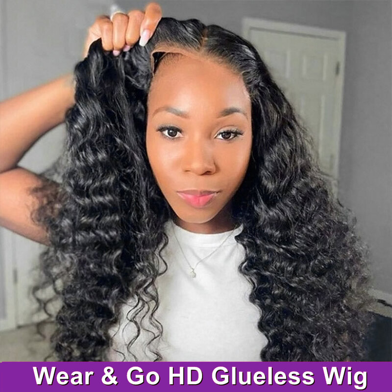 Deep Wave curly wigs hd lace wig 13x6 human hair HD Transparent choice 30 40 inch  glueless brazilian wigs on sale for women