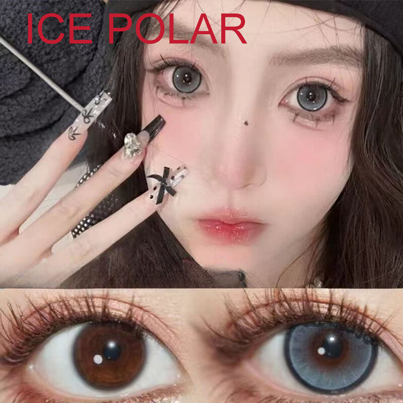 Lensa kontak lembut 14.50mm dengan kekuatan Dolly aksesori kacamata Anime lentes de contacto Ice Polar