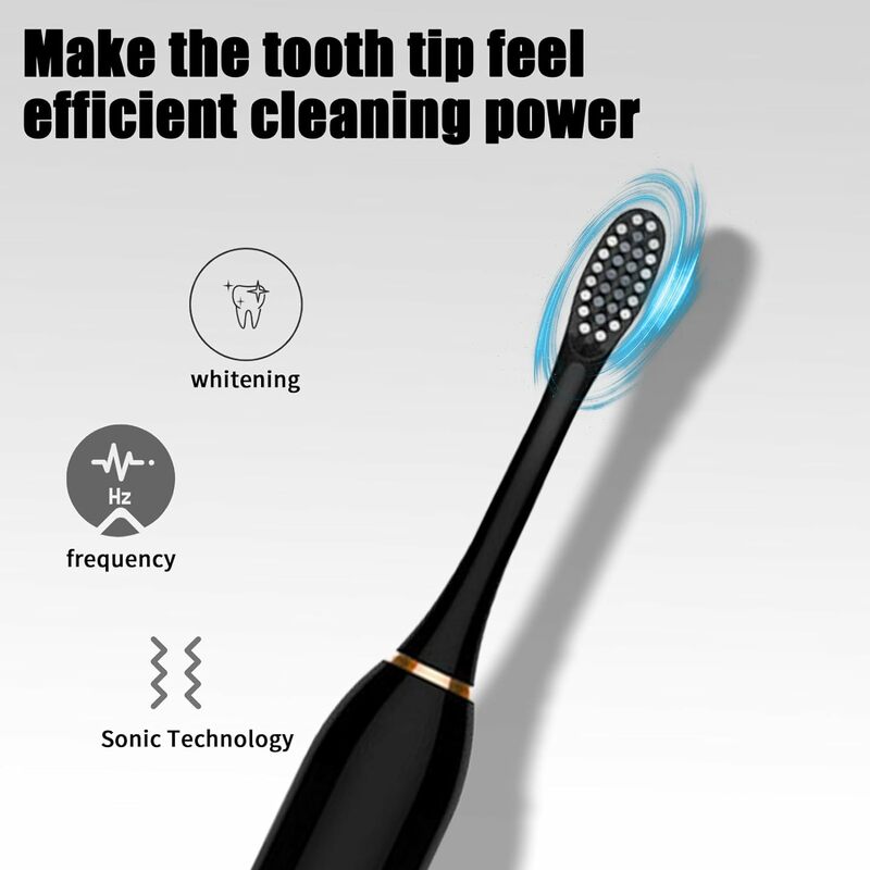 Escova de dentes elétrica com temporizador e carregador USB recarregável, escovas de dentes limpas profundas, 8 cabeças de substituição para adultos, 5 modos, 2021