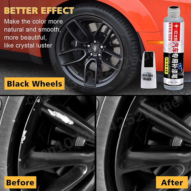 Penna per la riparazione dei graffi della ruota dell'auto per Tesla Model 3 Y X S Black Rim Touch-Up Paint Remover nero opaco accessori per la cura della vernice