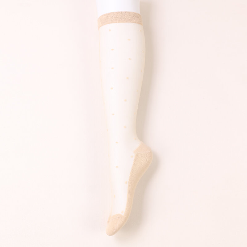 Dong Ai Damen atmungsaktive dünne kniehohe Röhren socke Nylon elastischen Punkt transparent einfarbig Kalb Seide Socken Damen Mesh Sox