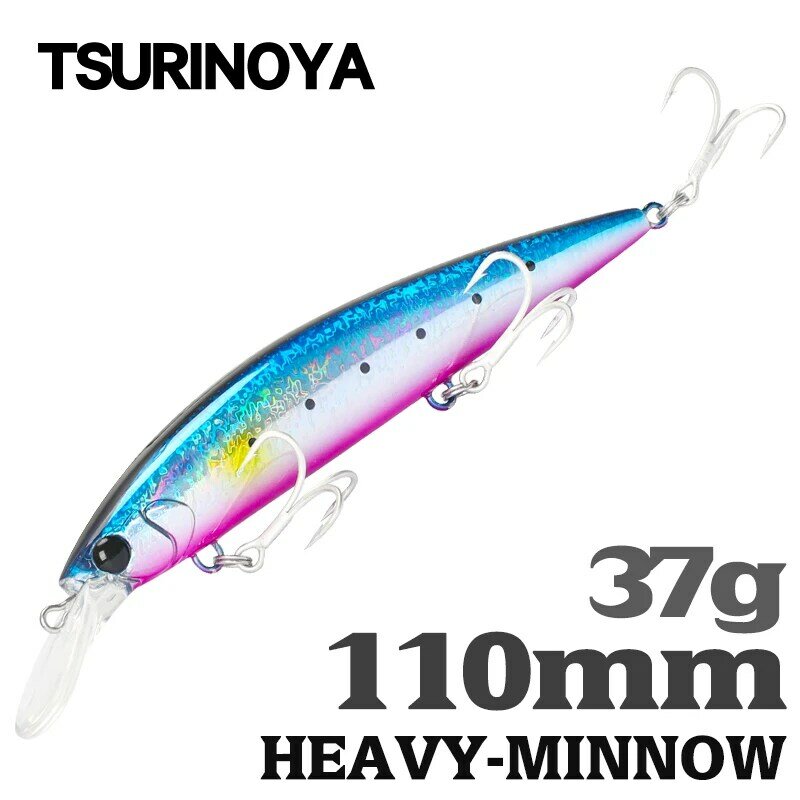 TSURINOYA 110mm 37g Heavy Weight Sea Fishing Lure Max 80m Ultra Long Casting Sinking Minnow WIZARD 110S Artificial Hard Baits
