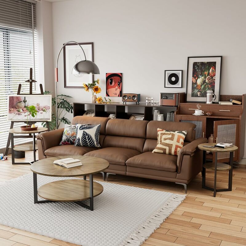 Leemtorig-rundes Holz für Wohnzimmer, Kreis Couch tisch, Bauernhaus Massivholz Trommel Couch tisch mit Lagerung