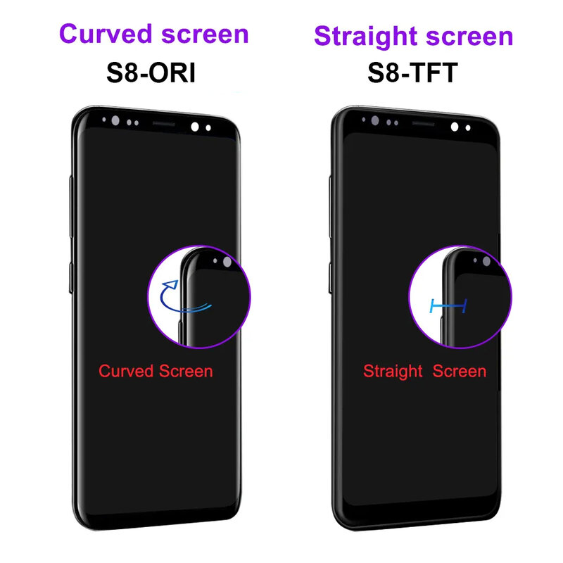 SM-G950FD TFT S8 LCD baru teruji 100% untuk Samsung S8 Display G950 G950F untuk Samsung S8 display layar sentuh Digitizer dengan bingkai