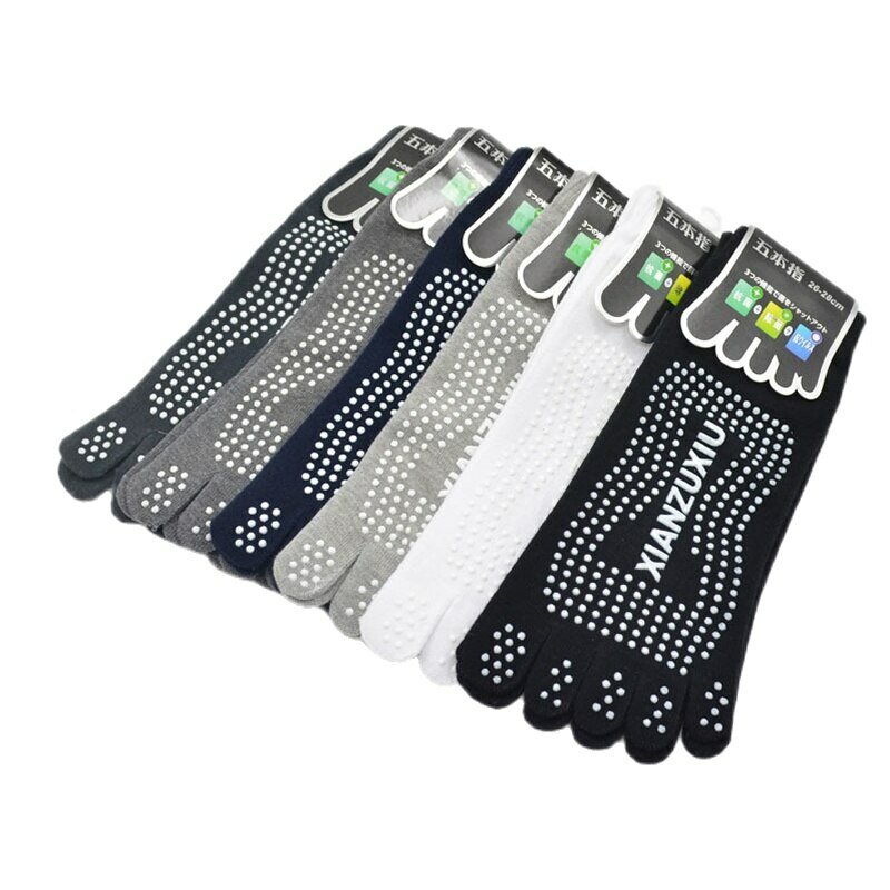 Chaussettes de yoga coordonnantes en coton à 5 doigts pour hommes, chaussettes de yoga respirantes, massage, vente en gros