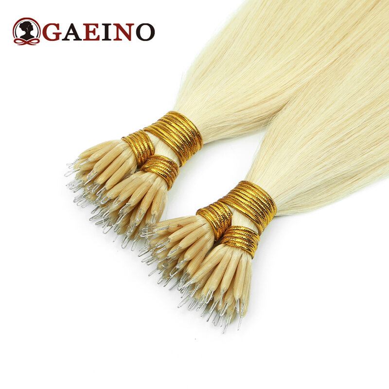Nano Rings Micro Links Human Hair Extensions Natural Blonde Micro Bead Loop Pre Bonded Remy European Straight Hair 50/Strands
