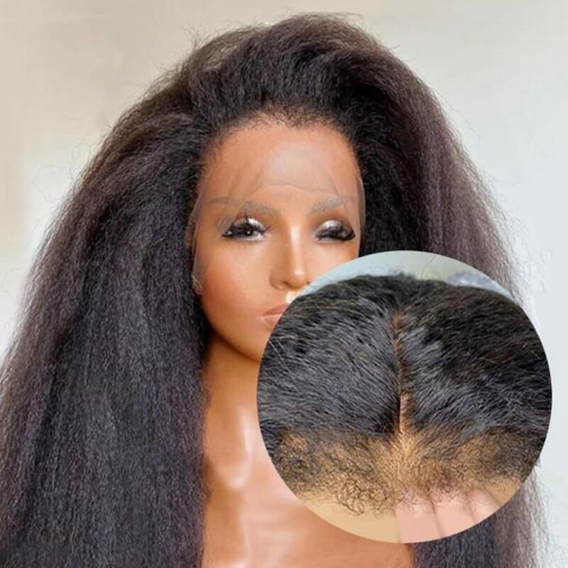 Peluca recta Yaki de 30, 32 y 34 pulgadas para mujer, cabello humano brasileño sin pegamento, con encaje Frontal HD 13x6, prearrancado