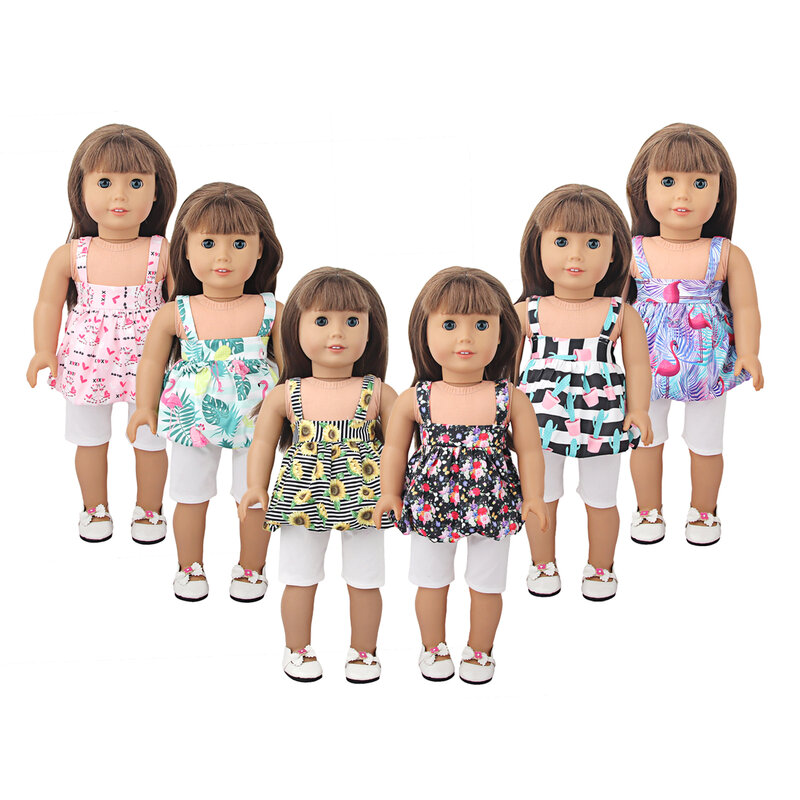 Юбка на бретельках + штаны Летний стиль для детских вещей 43 см и американских кукол для девочек 18 дюймов, аксессуары для новорожденных