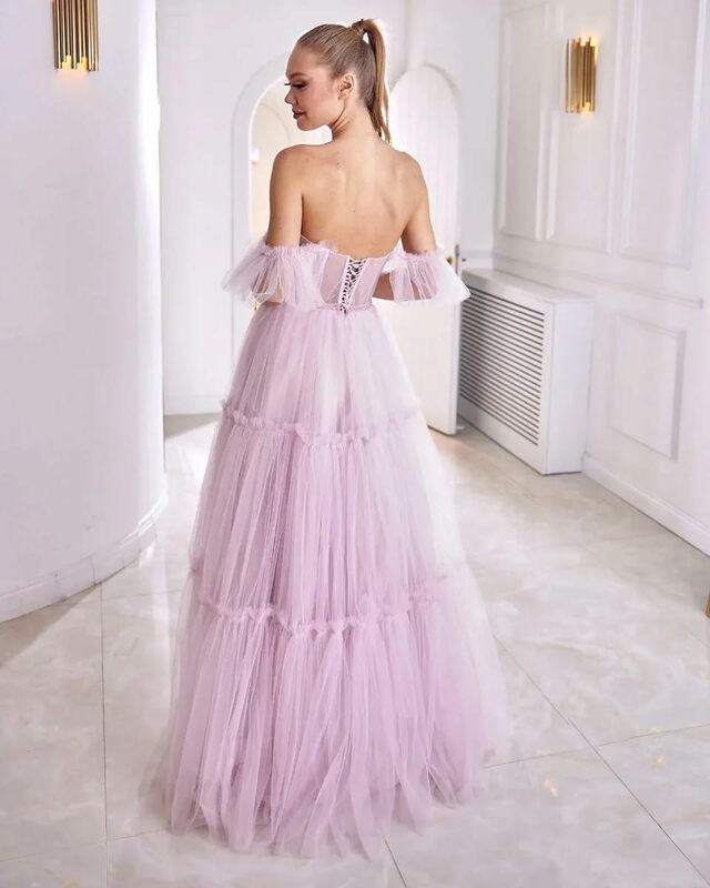 Sweetheart Off the Shoulder Tulle Quinceanera Dresses for Women A Line Cocktail Dresses Elegant Short Prom Dresses for Teens