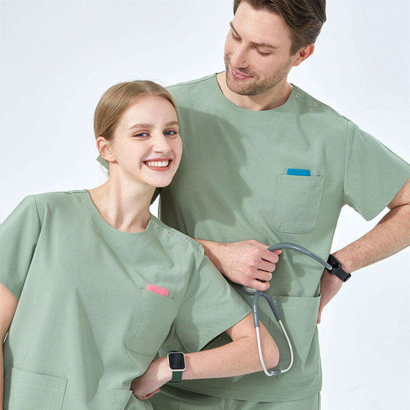 Scrub Set medis olahraga, cepat kering kinerja meregang dan nyaman-Top dan celana pakaian perawat dokter Scrub seragam S02-01