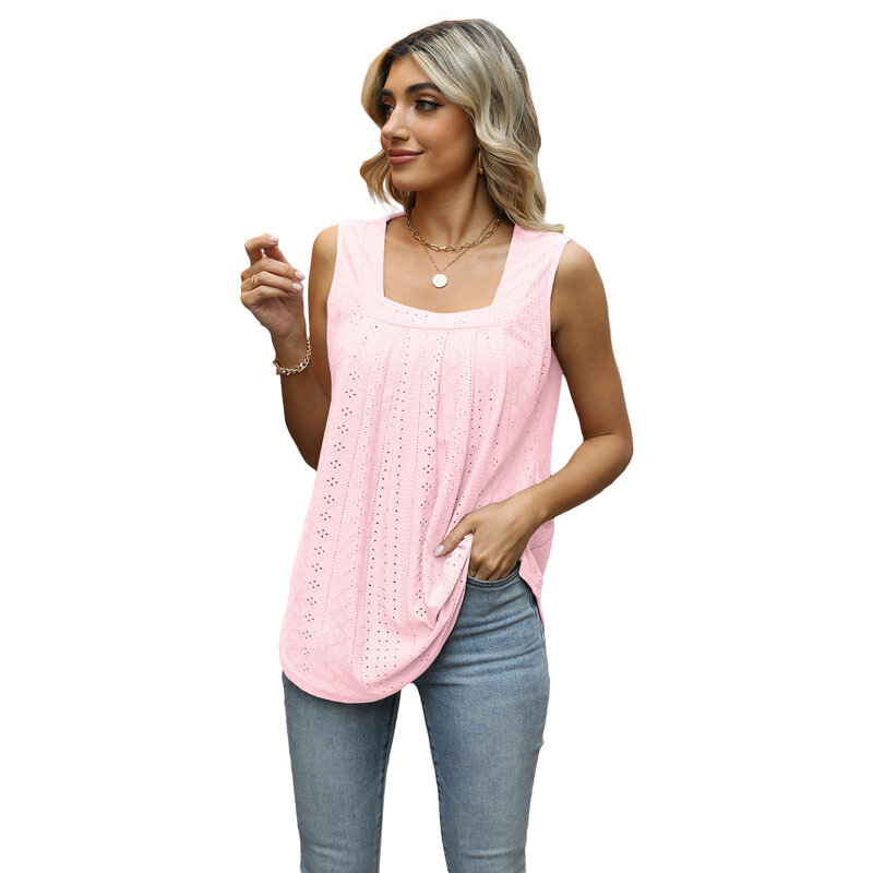 Blus ibu hamil berongga kaus tanpa lengan Pullover Tank top musim panas kasual berlipat pakaian wanita T-Shirt Streetwear ukuran besar
