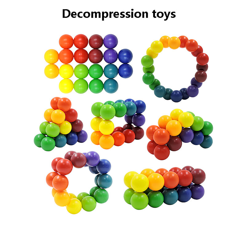 1 buah Puzzle Fidget 3D bola ajaib, mainan sensorik penghilang stres, mainan Fidget sensorik penghilang stres bola pelangi tidak bisa lepas
