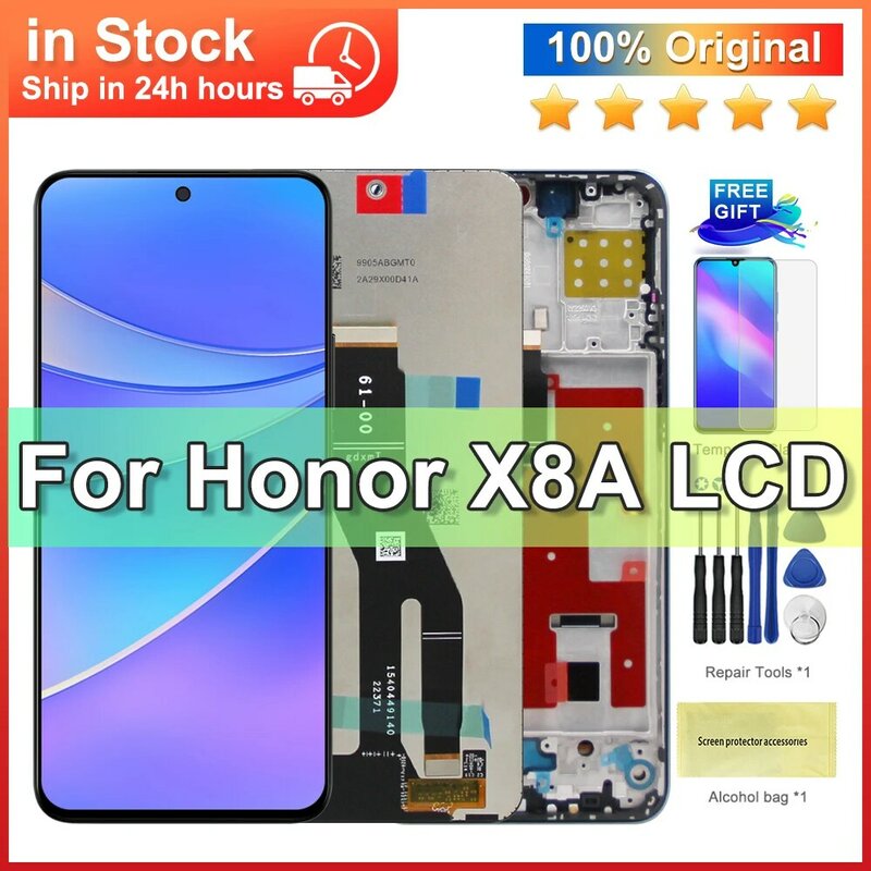 6.7'' Original For Honor X8a LCD Display Touch Screen Digitizer Assembly For Honor X8a CRT-LX1 CRT-LX2 CRT-LX3 Screen With Frame